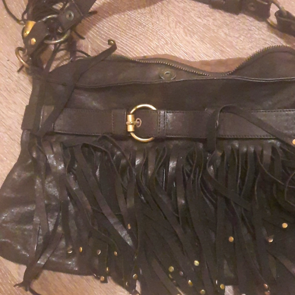 GENUINE LEATHER FRINGE BAG